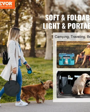 VEVOR Foldable Pet Playpen, 32'' x 24'' x 22'' Portable Dog Playpen, Crate Kennel for Puppy, Dog, Cat, Waterproof 600D Oxford Cloth, Removable Zipper, for Indoor Outdoor Travel Camping (Rectangle, S)
