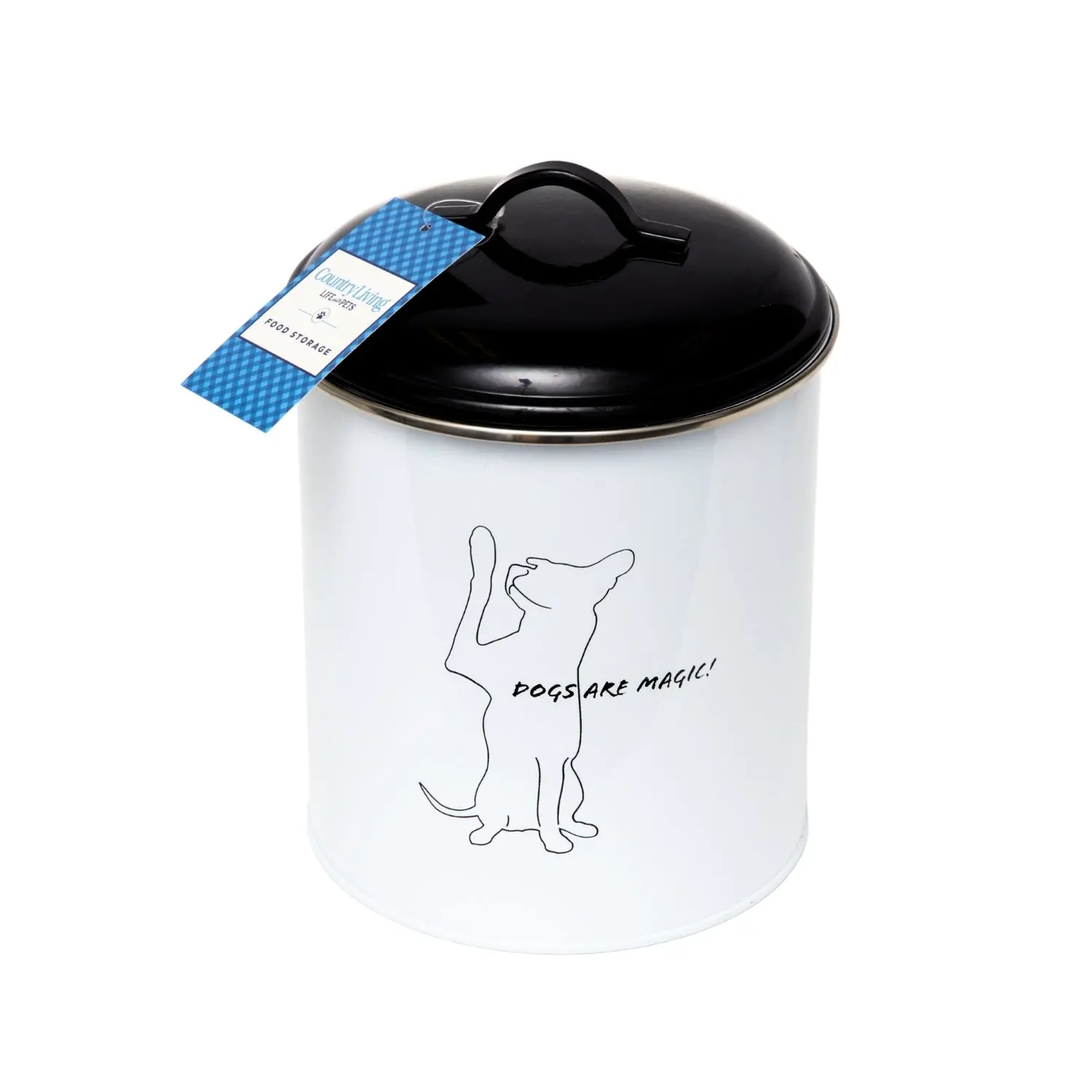 Country Living Set of 3 Pet Treat Storage Canisters Black & White