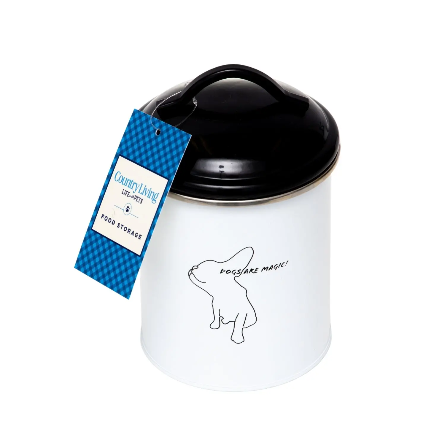 Country Living Set of 3 Pet Treat Storage Canisters Black & White