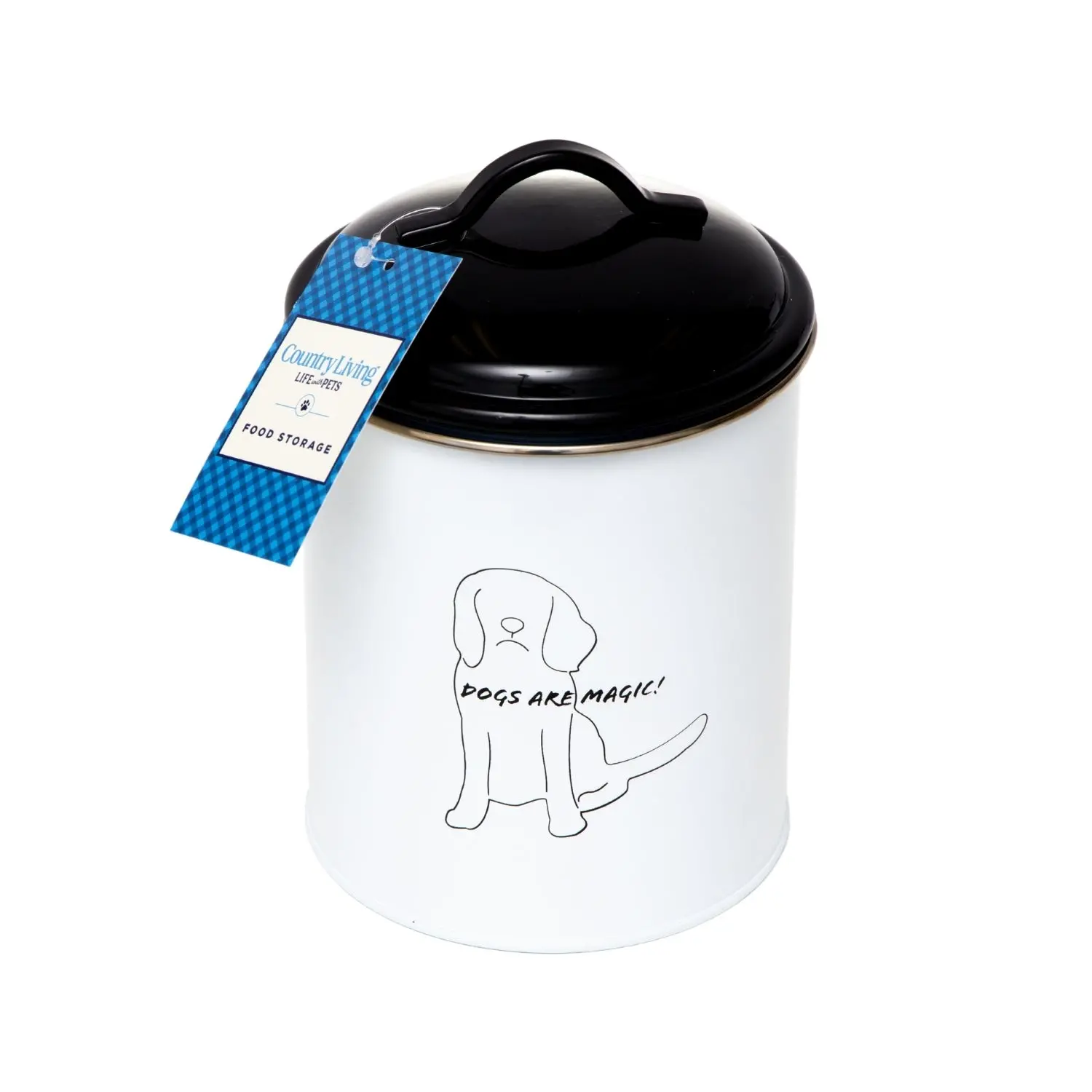 Country Living Set of 3 Pet Treat Storage Canisters Black & White