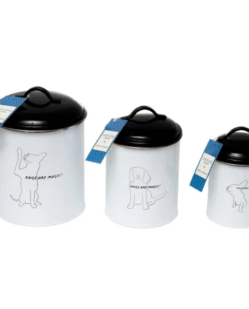 Country Living Set of 3 Pet Treat Storage Canisters Black & White