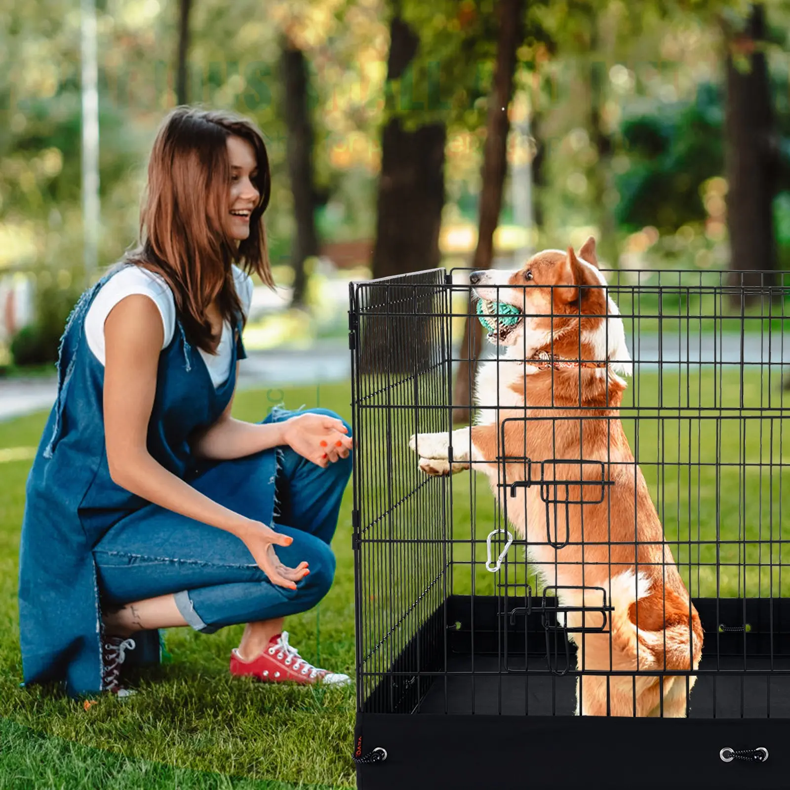 VEVOR Dog Playpen, 4 Pcs 24 x 36 in Panels Foldable Metal Pet Exercise Pen, Dog Fence Indoor and Outdoor Pen with Door and 600D Oxford Fabric Bottom Pad, for Dogs, Cats and Other Small Animals