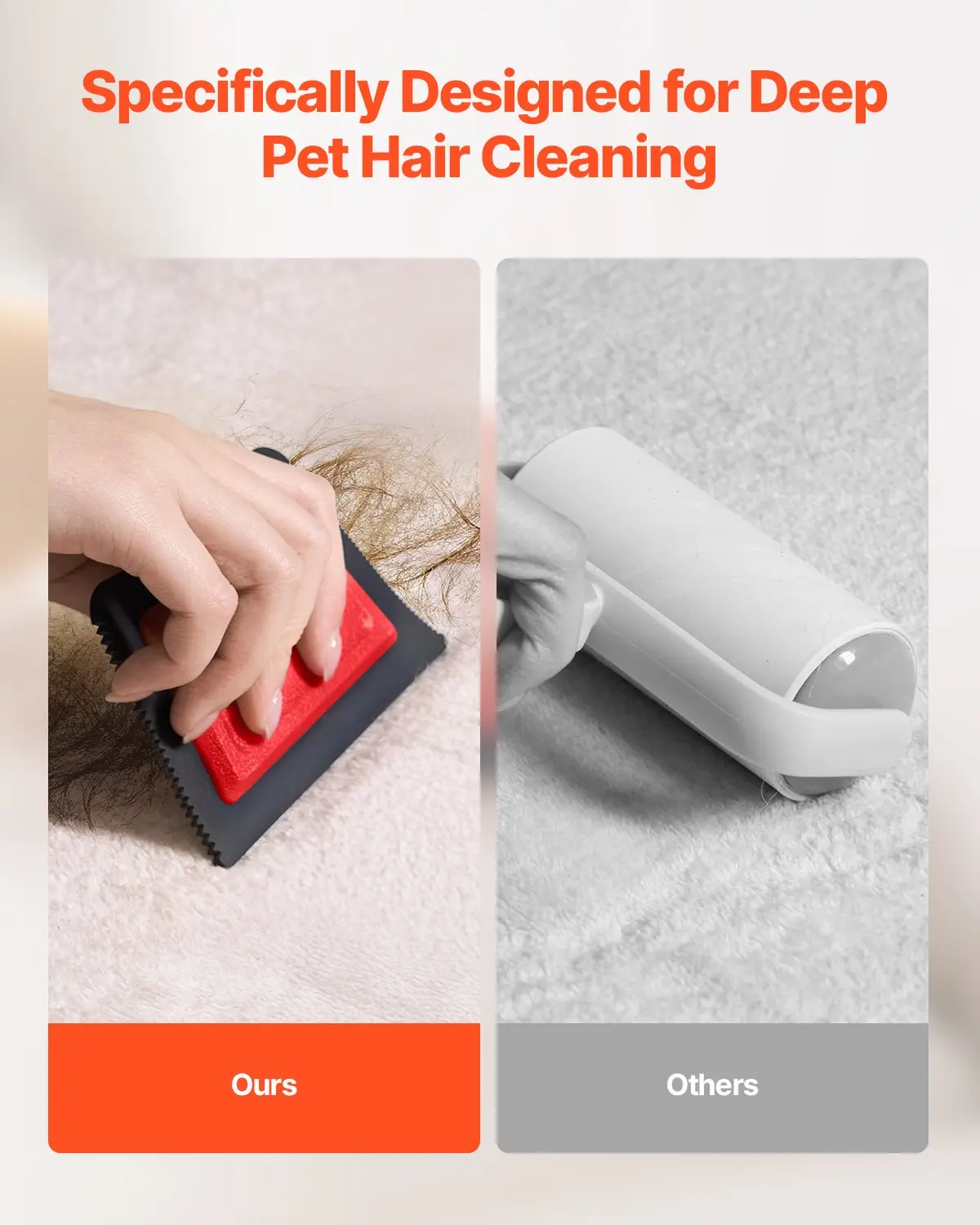 VEVOR Mini Pet Hair Remover, Dog Cat Hair Removal Tool, Multi-Surface Reusable Pet Hair Remover Auto Interior Detailing Supplies, for Car Couch Furniture Lint Carpet Clothing Bedding Pet Bed Cat Tree