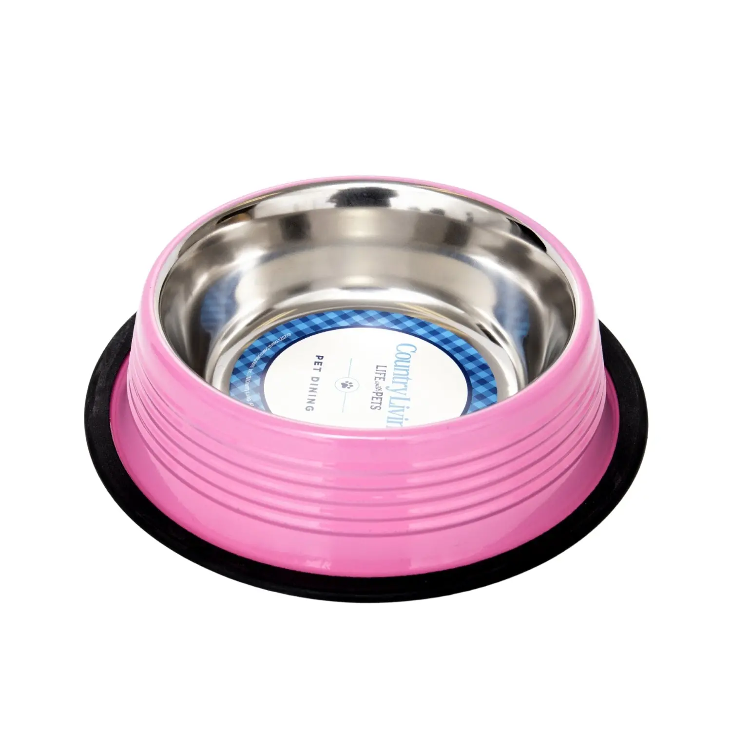 Country Living Set of 2 Ribbed Non-Slip Pet Bowls Carnation Pink