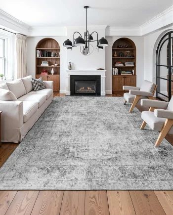 VEVOR Area Rug, 9 x 12 ft Large Washable Boho Rug, Non-Slip and Tear-Resistant Soft Carpet, Pet & Child Friendly Bohemian Area Rugs, Indoor Mat for Bedroom, Living Room, Kids Room, Office, Gray