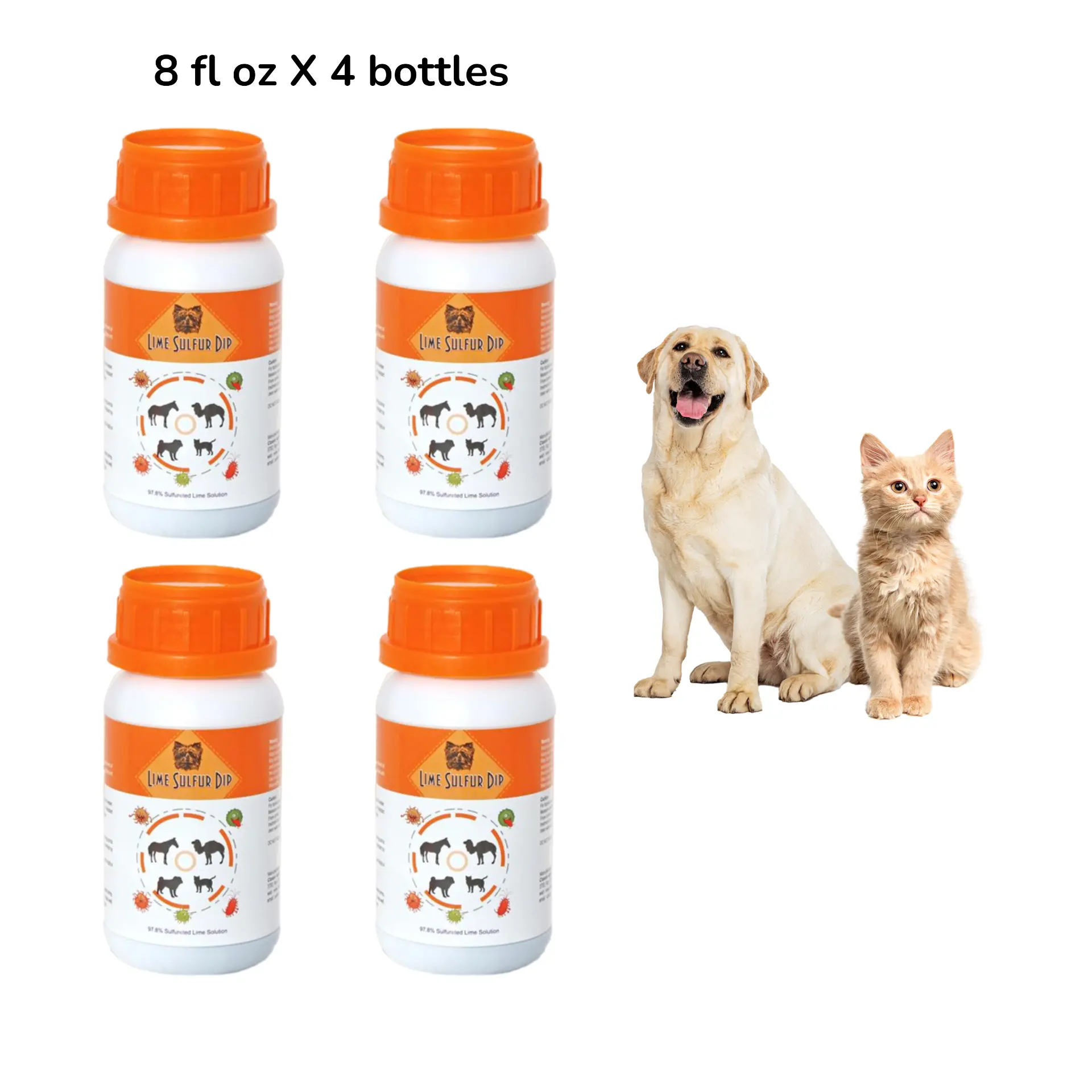 Lime Sulfur Dip Concentrated Sulfur Solution for Itchy Skin, Mange, Ringworm & Dermatitis Safe for Dogs, Cats, Puppies, Kittens, Horses, and Livestock