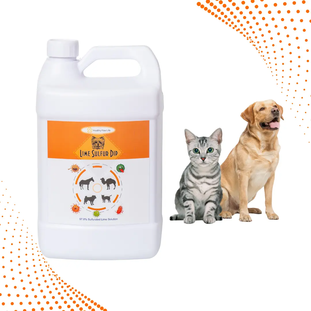 Lime Sulfur Dip Concentrated Sulfur Solution for Itchy Skin, Mange, Ringworm & Dermatitis Safe for Dogs, Cats, Puppies, Kittens, Horses, and Livestock