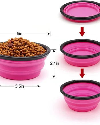5" Portable and Foldable Small Dog Bowl-Purple set of 5