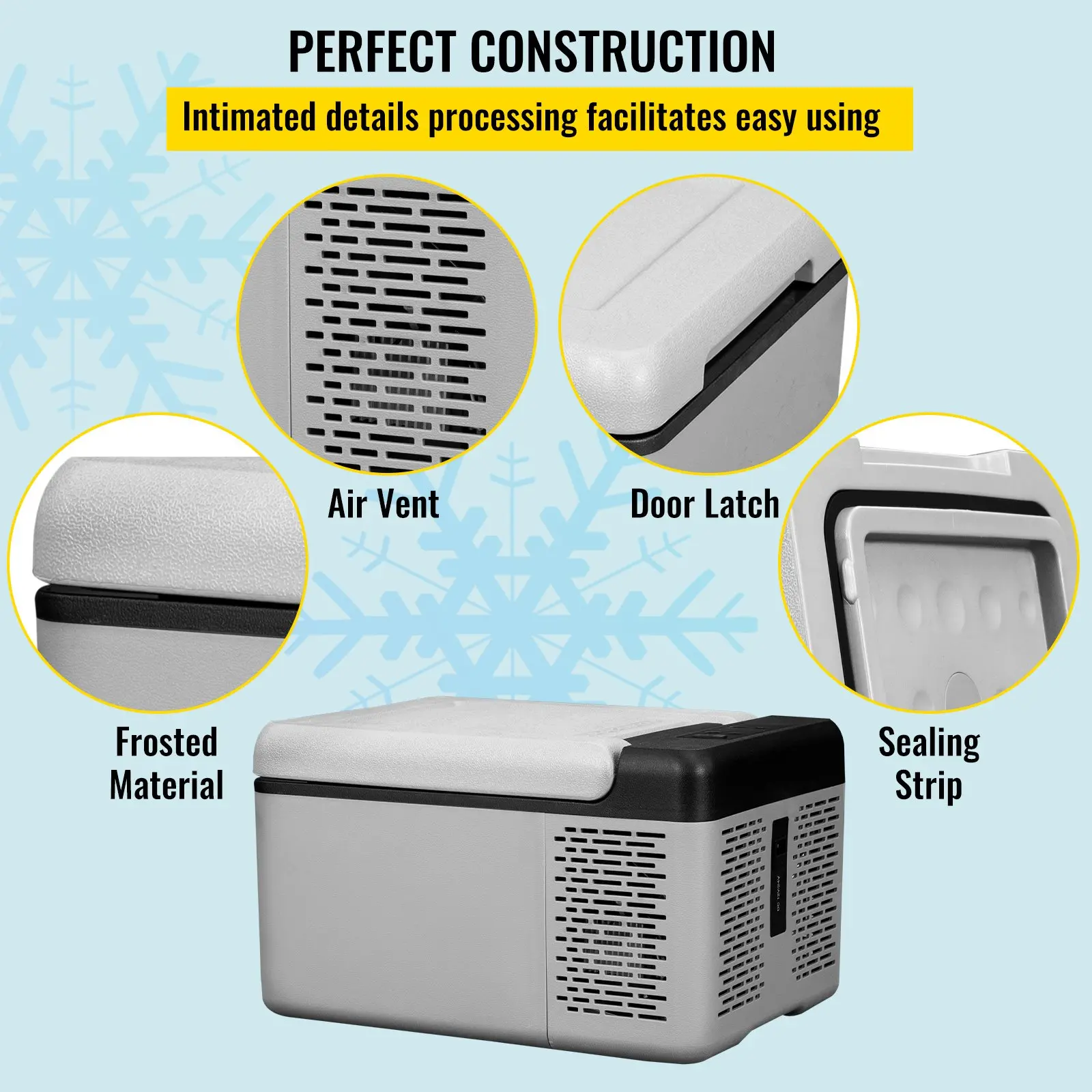 VEVOR 12 Volt Refrigerator 10 Qt, Portable Mini Freezer (-4~68) with APP Control Car Compressor Fridge Cooler 12V/24V DC and 110-220V AC For Camping, Road Trip, Travel, Outdoor and Home