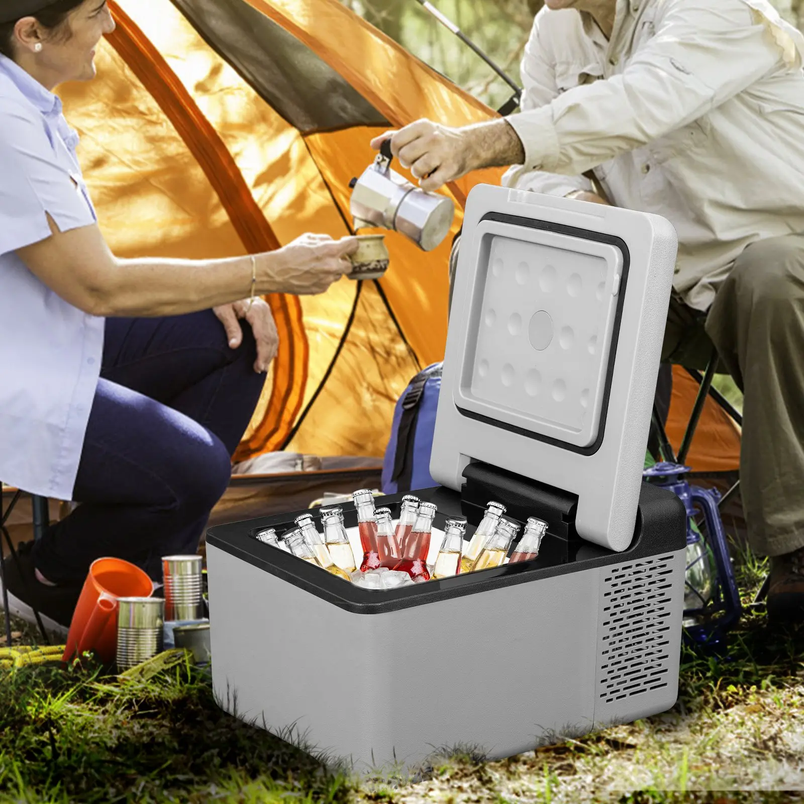VEVOR 12 Volt Refrigerator 10 Qt, Portable Mini Freezer (-4~68) with APP Control Car Compressor Fridge Cooler 12V/24V DC and 110-220V AC For Camping, Road Trip, Travel, Outdoor and Home