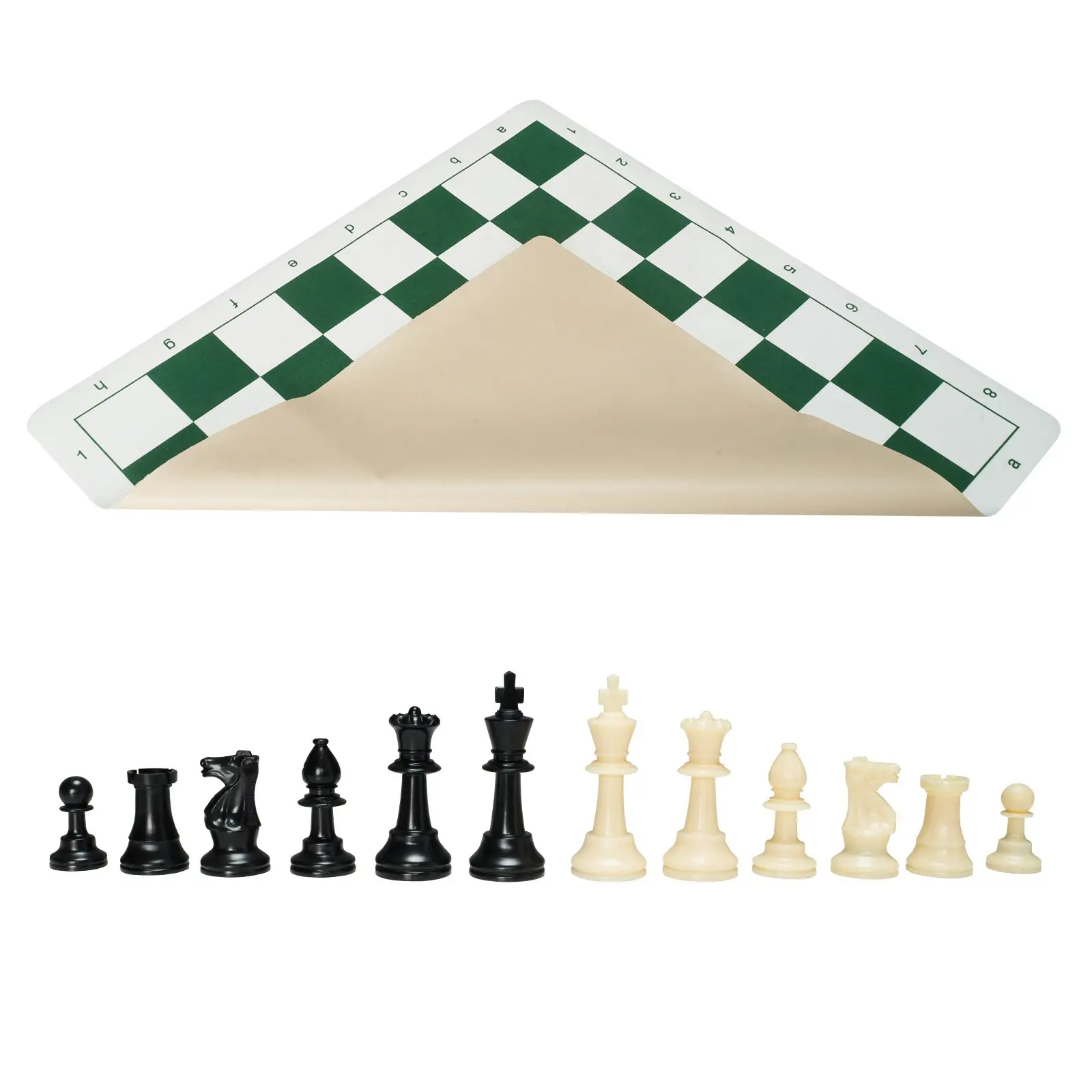 VEVOR Tournament Chess Set, 20 Inch Roll-Up Beginner Chess Board, Foldable Silicone Chess Game with Plastic Weighted Chess Pieces & Storage Bag, Portable Travel Chess Board Gift for Adult Kid Family