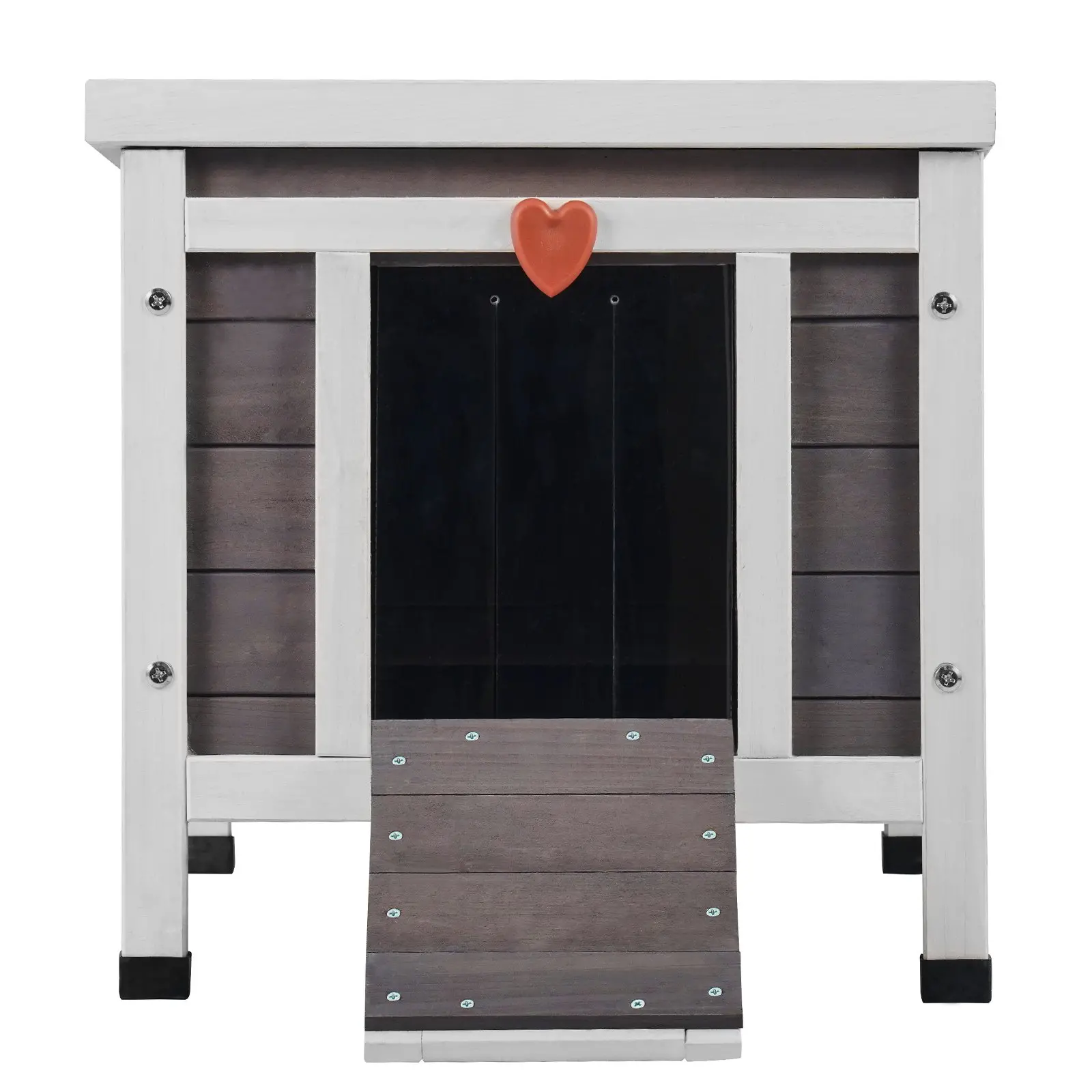 VEVOR Outdoor Cat House Weatherproof, Feral Cat Shelter for Multiple Cats, Outdoor Wooden Cat Rabbit House with PVC Door Flaps and Open Roof, 21"L x 17"W x 17"H