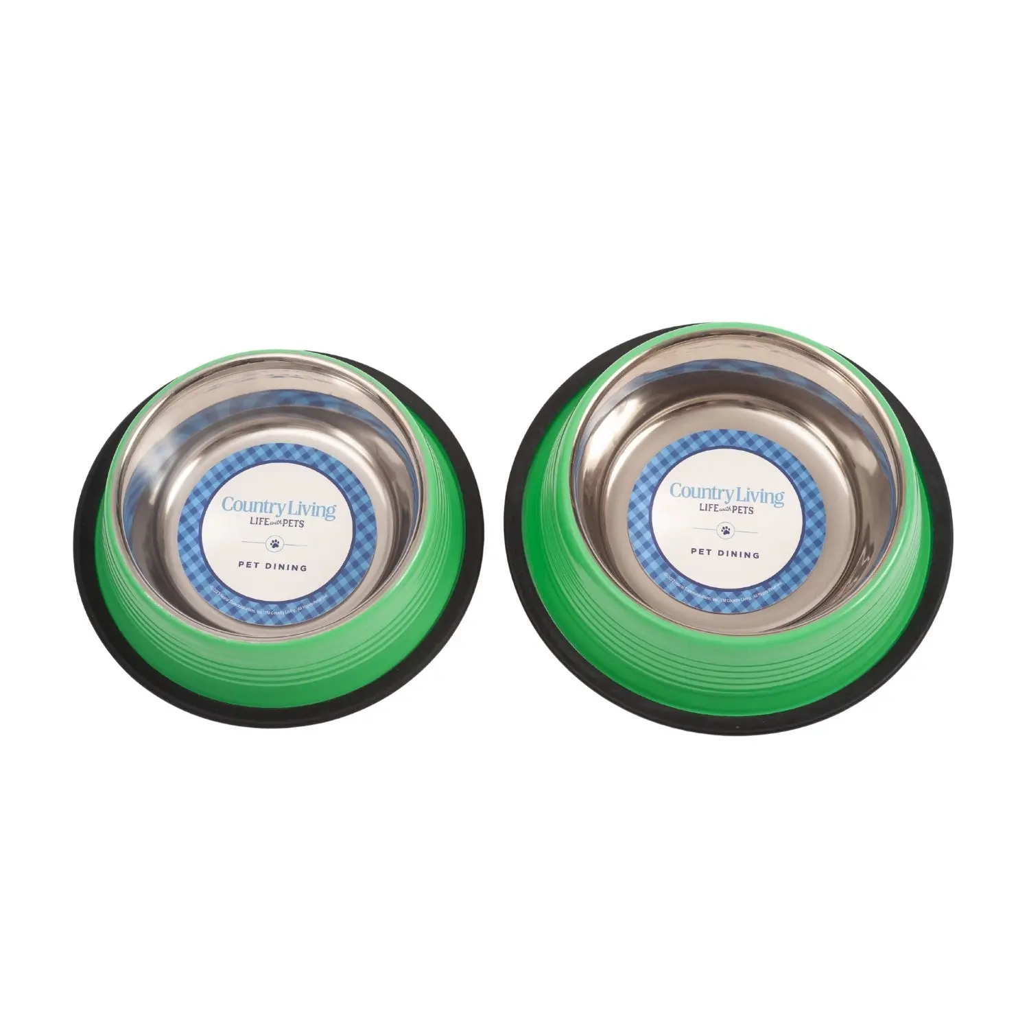 Country Living Set of 2 Ribbed Non-Slip Pet Bowls Irish Green